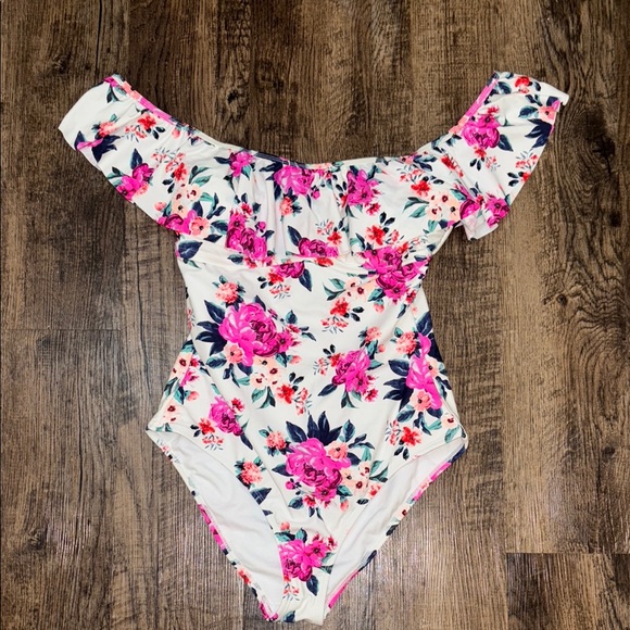 Other - Floral Off-Shoulder Swimsuit